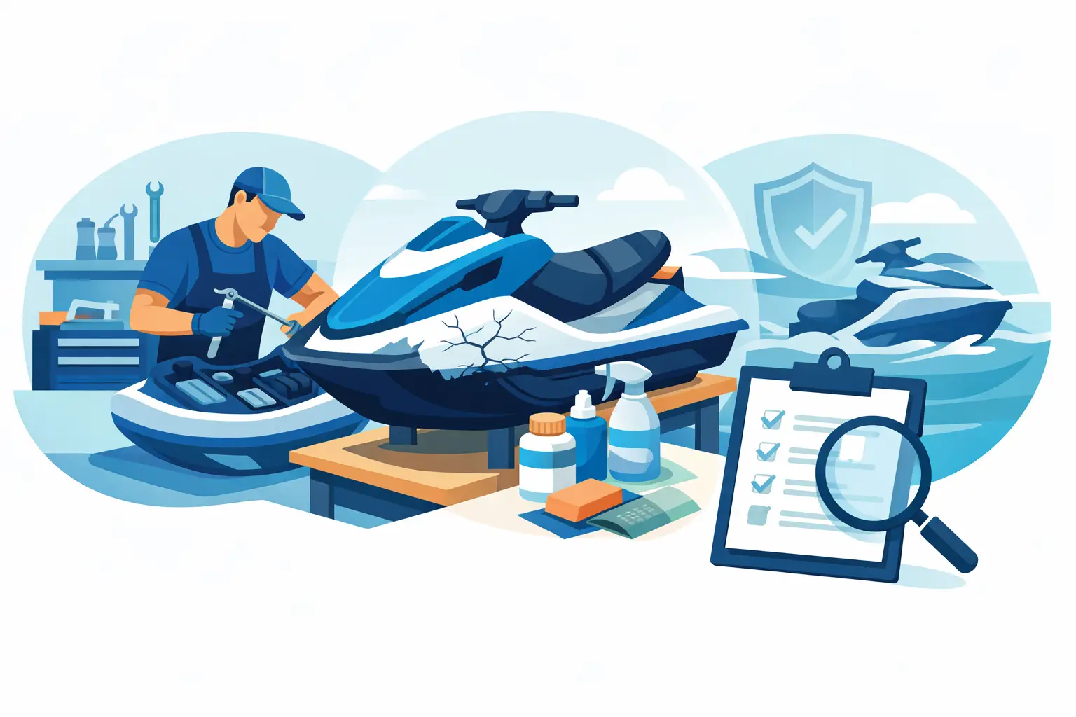 Jetski Servicing, Fibreglass Repairs & Insurance Reports